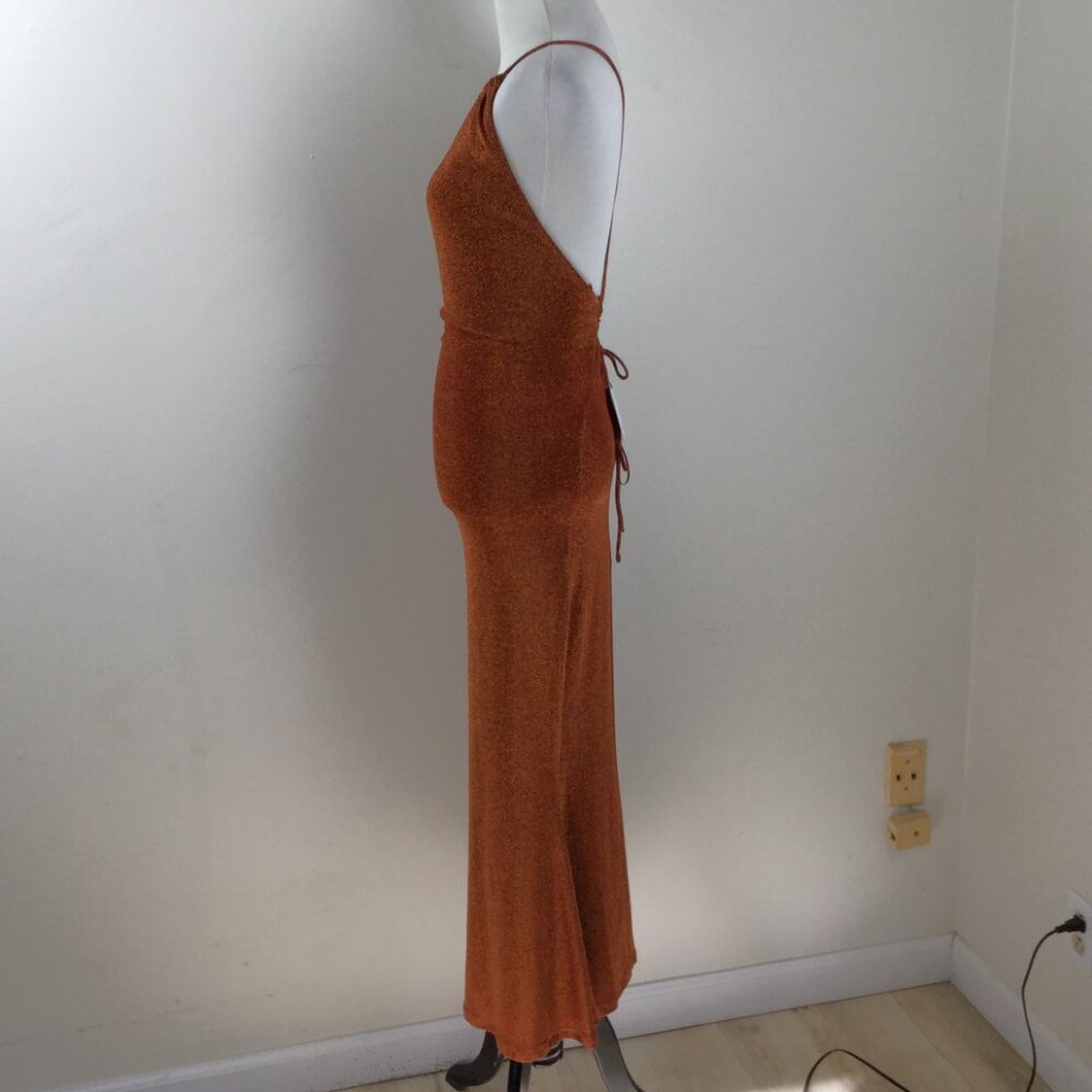 NEW Revolve Misha Metallic Copper Maxi Cocktail Dress 0 - Picture 5 of 8